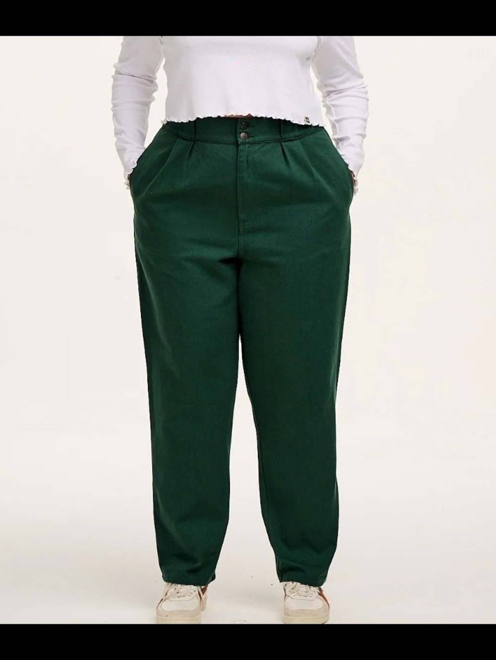 Lucy & Yak | Dark Green High-Waist Tapered Pants